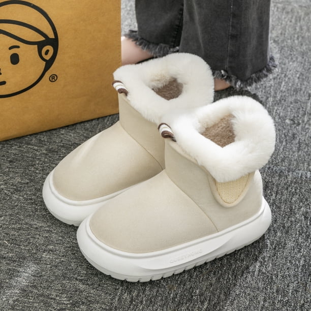Botas de nieve de invierno 2024 para mujer, cálidas, de piel, con suela suave, de caña alta, con plataforma, para mujer, nuevo diseño, calzado para exteriores para niña