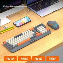 Wireless keyboard and mouse combination charging gaming silent BT5.0 and 2.4G USB dual-mode 7-color backlight, USB-C interface RGB backlight suitable for Mac laptops and desktop computers
