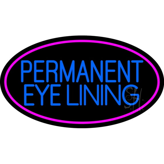 Blue Permanent Eye Lining LED Neon Sign 20 x 37 - inches, Black Square Cut Acrylic Backing, with Dimmer - Bright and Premium built indoor LED Neon Sign for Spa interior decor and storefront.