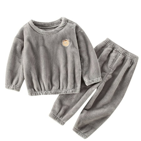 

Fsqjgq Fashion Toddler Clothes Toddler Boys Girls Winter Long Sleeve Cartoon Bear Prints Flannel Shirt Tops Pants Outfits Toddler Suit Boy Flannel Grey 130