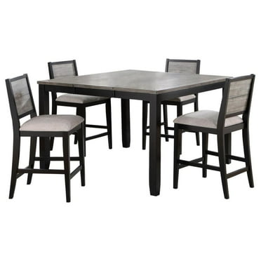 Coaster Elodie 5-piece Wood Counter Height Dining Table Set in Gray and Black