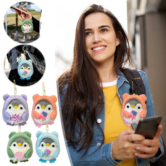 sdhkgrrt under $5 4Pcs Penguin Plush Keychain, Lovely Fruit Lollipop Pendant,Little PenguinToyDoll Bag Charm,Women andChildrenAccessory,Cute Animal Keychain,Cartoon Bag Decor