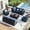 Blue, variant on Aoxun 8 Piece Patio Furniture Set with 44” Fire Pit Table Wicker Rattan Patio Sectional Sofa Set Outdoor Seating Furniture with Thickened Cushion, Black