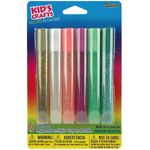 Glitter Glue Pens, 0.41oz, 6/Pkg