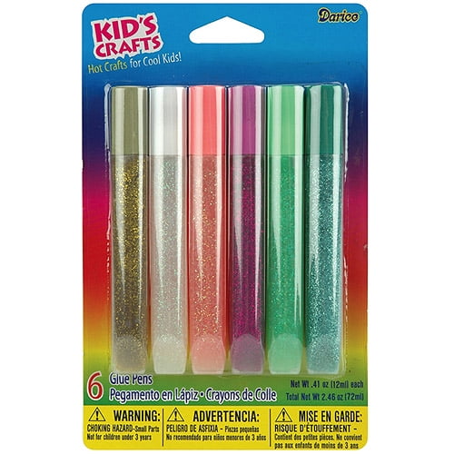 Glitter Glue Pens, 0.41oz, 6/Pkg