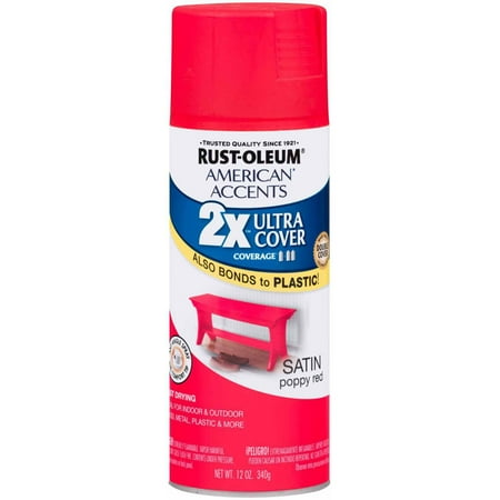 Rust Oleum American Accents Ultra Cover 2x Satin Poppy Red Spray Rust Oleum American Accents Ultra Cover 2x Satin Poppy Red Spray Paint And Primer In 1 12 Oz