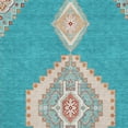 thumbnail image 3 of HomeRoots 679605 9 x 12 ft. Teal Salmon & Beige Oriental Washable Machine Made Rectangle Area Rug with UV Protection, 3 of 9
