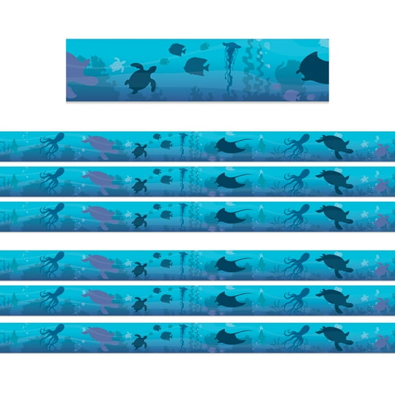 Eureka Seas the Day Blue Silhouettes Deco Trim, 37 Feet Per Pack, 6 Packs