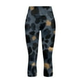 thumbnail image 4 of SCRAWLGOD Leopard Print Blue Black Women's Capris Yoga Leggings with 2 Pockets Non See Through Yoga Athletic Workout Cropped Tights Squat Proof Soft Yoga Pants for Exercise, XXL, 4 of 7