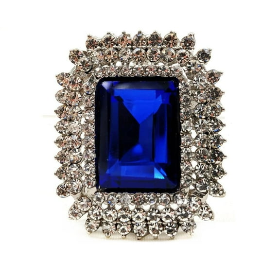 Jewelblings Royal Vintage Trio Crystal Studded Blue Rectangle Brooches Pins