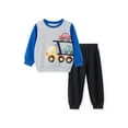 thumbnail image 4 of HILEELANG Toddler Boys(2-7Y) Car Truck Sweatshirt and Pants Set, 2 Piece Long Sleeve Outfit for Kids, Cotton Fall Winter Clothes 3T, 4 of 9
