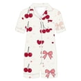 thumbnail image 3 of Summer Flower Pajamas Sets for Women Short Sleeve Top and Shorts Pj Set Buttoned Drawstring Waist Lounge Set, 3 of 6