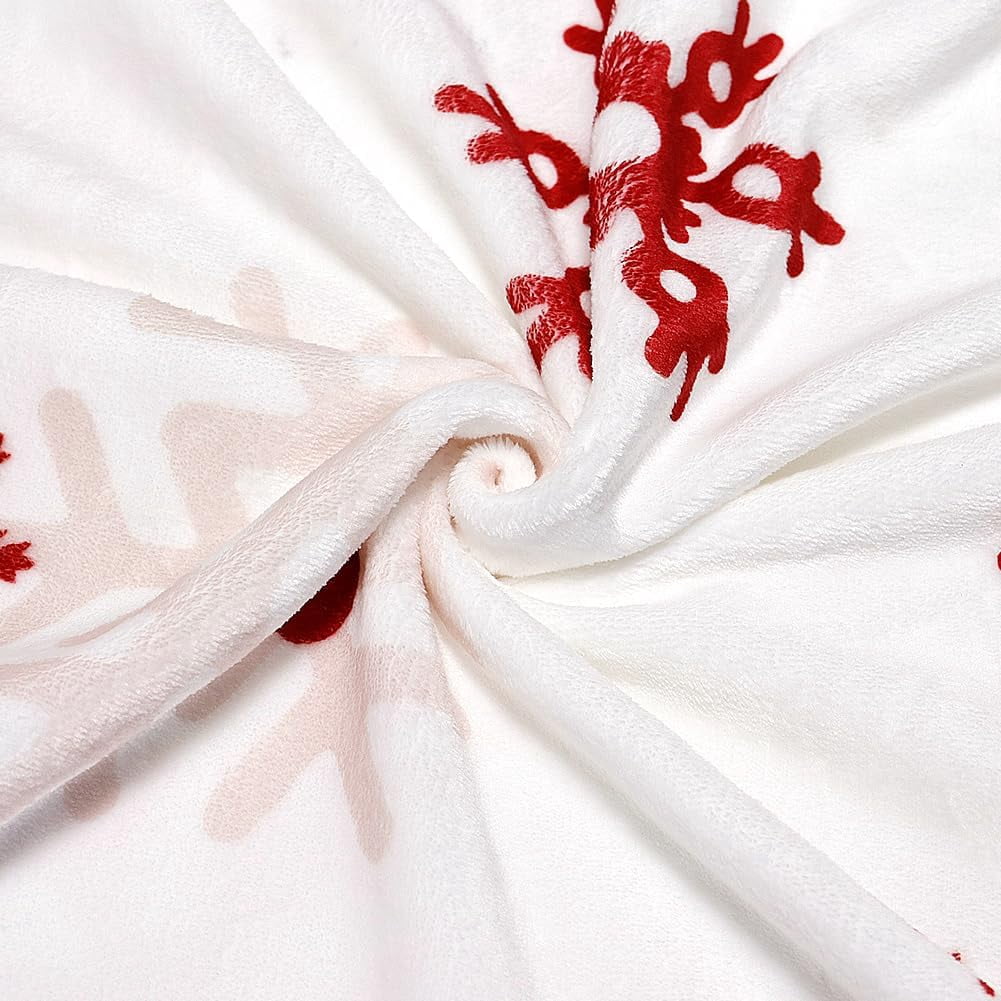 Red Snowflake Blanket Christmas Throw Blanket Winter Holiday Bed Blanket Super Soft Flannel Fleece Blanket Cozy Fuzzy Plush Throw Blanket for Couch “50 x 60”