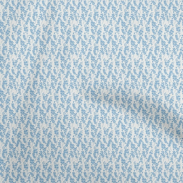 oneOone Viscose Jersey Medium Blue Fabric Leaves Craft Projects Decor Fabric Printed By The Yard 60 Inch Wide
