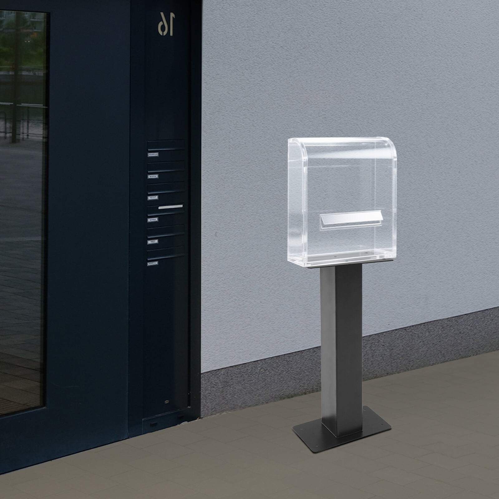 Black Outside Mailbox Post Heavy Duty 12*6*27 inch Mailbox Post Ground Mounted Installation on Hard Floor Surfaces Ground Mounted