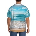 thumbnail image 3 of Gukieu Sunny Ocean Waves Print Men's Short-sleeved Shirts, Button-down Pocket Shirts, T-shirts, Beach Vacation Travel Summer Clothing-3X-Large, 3 of 5