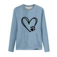 thumbnail image 4 of ibuvkizy Womens Sweatshirts Valentines Day Love Heart Printed Round Neck Pullover Long Sleeved Casual Womens Sweatshirts Light Blue,S, 4 of 4