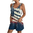thumbnail image 3 of QATAINLAV Mothers Day Gifts! Womens Jumpers and Rompers 4th of July American Flag Patriotic Short Overalls Summer Casual Sleeveless Linen Onesie Shorts with Pocket Blue XL, 3 of 6