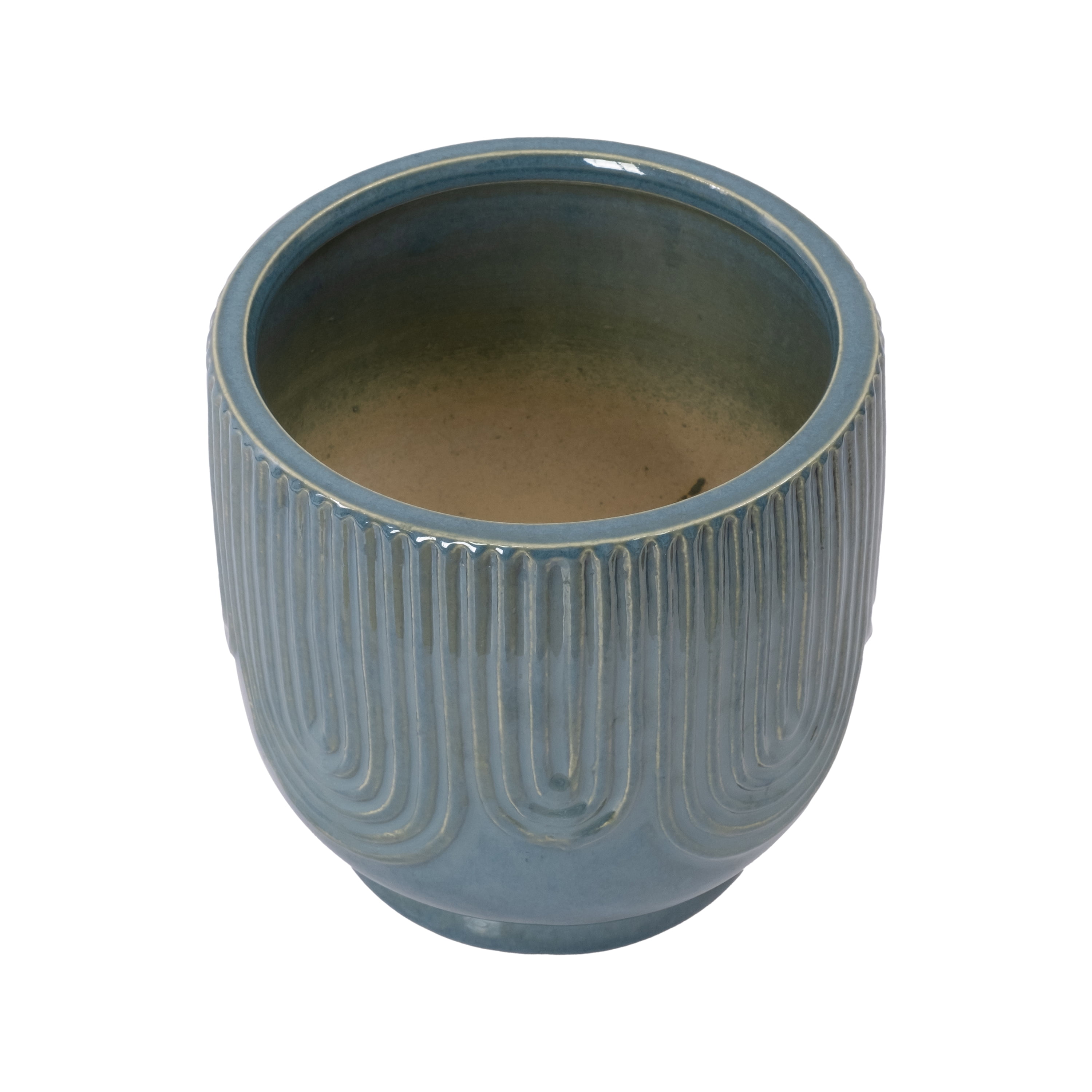 Beautiful 8" Soft Teal Pill Debossed Ceramic Planter by Drew Barrymore