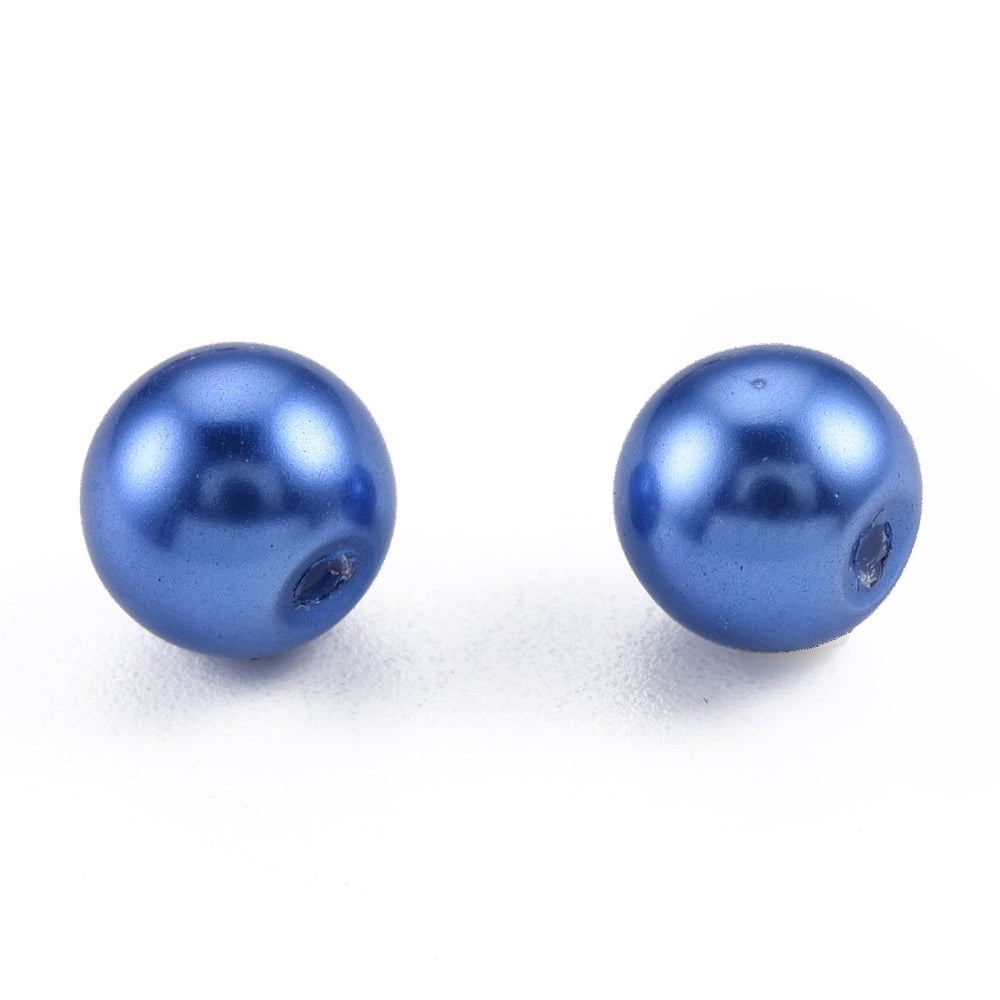 3 Colors Glass Pearl Beads Round Red & White & Blue Beads Mixed Color 6~8mm Hole: 1mm Box: 85x85x85
