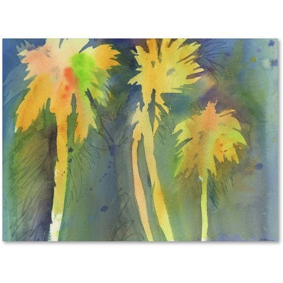 Trademark Fine Art "Night Palms 3" Canvas Art by Sheila Golden