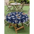 thumbnail image 5 of Outdoor Tablecloth with Umbrella Hole Zipper Navy Blue Coastal Round Tablecloth 60" Waterproof Outside Table Cloth Nautical Starfish Coral Shell Summer Ocean Patio Table Cover Tablecloths for Picnic, 5 of 8