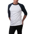 thumbnail image 3 of Pro Club Men's Comfort Baseball Tee Crew Neck T-Shirt - White/Navy - Small, 3 of 4