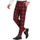 thumbnail image 5 of Pantalones de hombre Inspire Chic, de cuadros, con frente plano, cintura elástica y botón, 32 rojo, 5 of 7