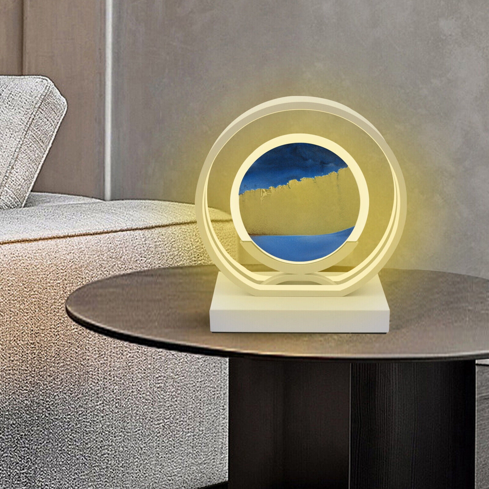 Moving Sand Art Picture Sandscapes in Motion Round Glass 3D Deep Sea