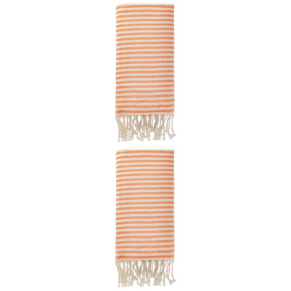 Unique Bargains 2 Pack Soft Sand Free Quick Dry Turkish Towel Orange 71"x40"