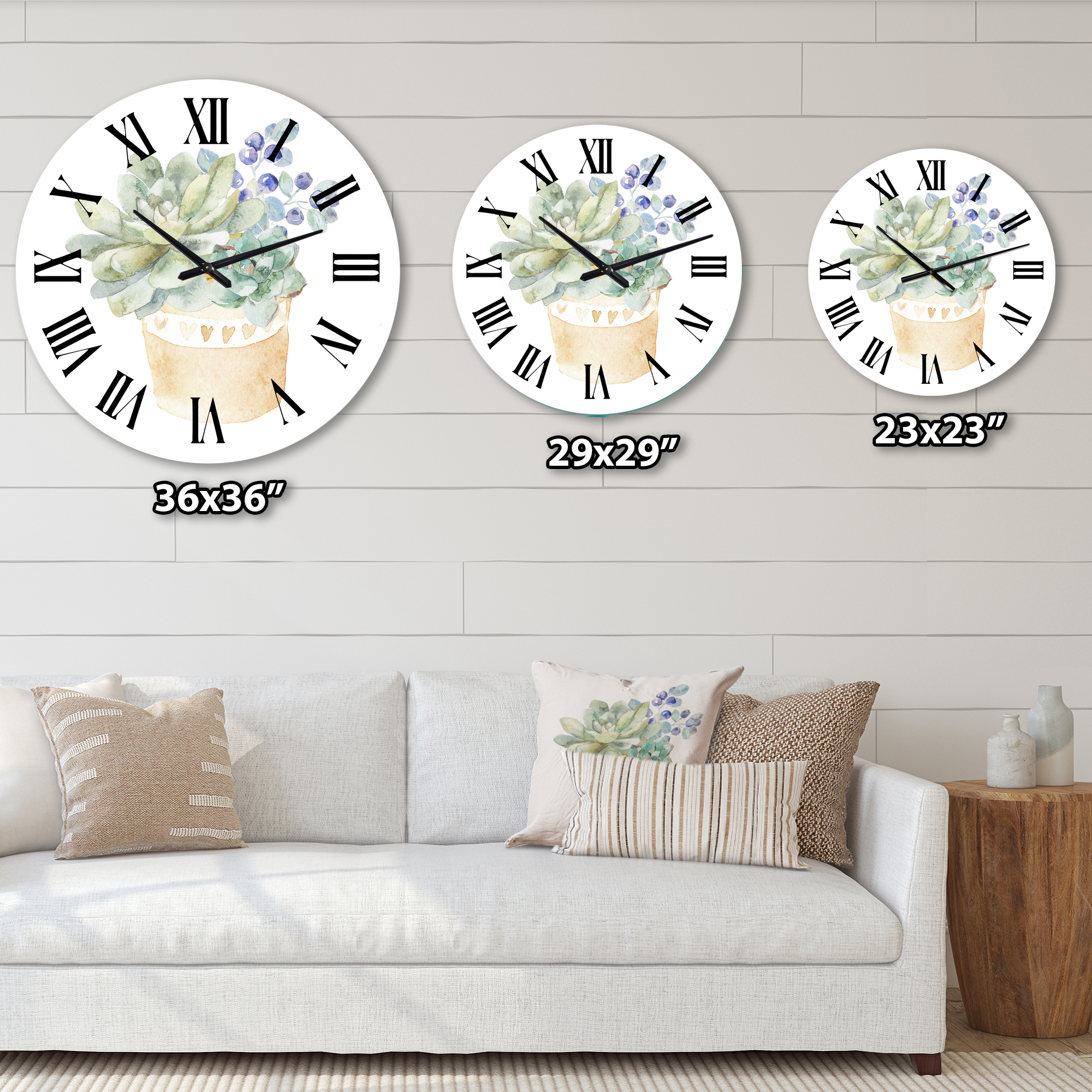 Designart 'Succulent Flower In Terracotta Pot Ii' Traditional Wall Clock