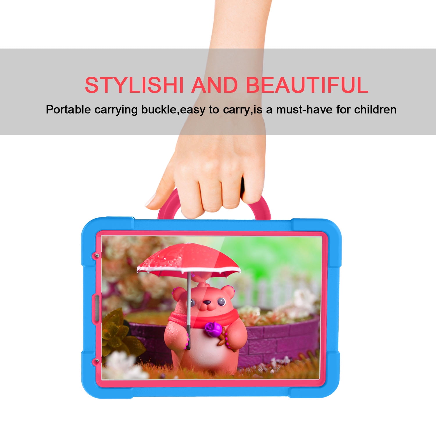 iPad Pro 11 2020 Case with Pencil Holder, Allytech Kids Friendly Case 360 Rotating Kickstand Heavy Duty Protective Shockproof Case Cover for Apple iPad Pro 11 2nd Generation 2020, Blue/Rose