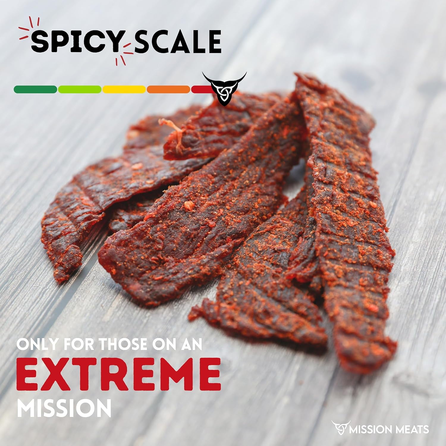 Mission Meats Carolina Reaper Jerky from 100% Grass Fed & Pasture Raised Beef, Caution: Extremely Spicy, Small Batch Hand Crafted, Gluten Free, 2oz (Pack of 3)