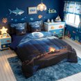 thumbnail image 2 of meiyoeat Forest Lake Camping Full Size Bedding Sets for Men Boys, Moonlight Mountain Lake Campfire Full Size Bed in a Bag, Blue, Blue Reversible, 7 Pieces, 2 of 6