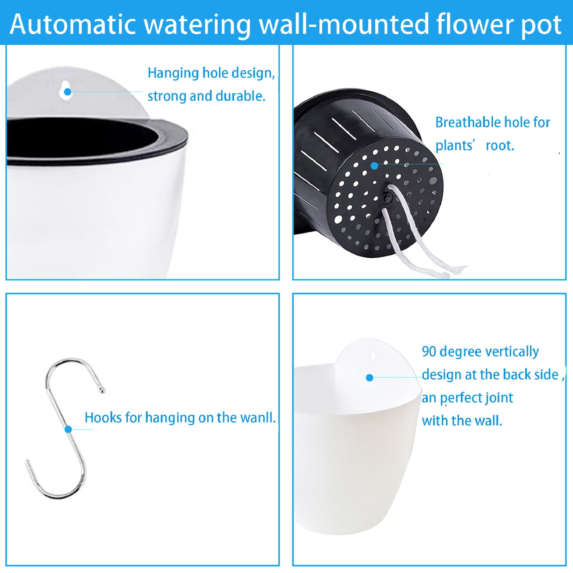 ALL-CARB Self-watering Flower Pots Plant Pot Self Watering Hanging Basket Hanging Planter