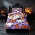 thumbnail image 5 of Homewish Halloween Ghost Pumpkin Twin Sheets, Spider Web Bedding, Purple Orange Black, 3pcs (1 Flat Sheet, 1 Fitted Sheet and 1 Pillowcase), 5 of 6