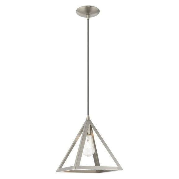 41329-91 Livex Lighting Pinnacle - 1 Light Pendant In Geometric Style-17 Inches Tall and 9.75 Inches Wide-Brushed Nickel Finish    -Traditional