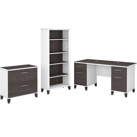 UPC: 0042976138622 | Bush Furniture Somerset 60W Office Desk with Lateral File Cabinet and 5 Shelf Bookcase