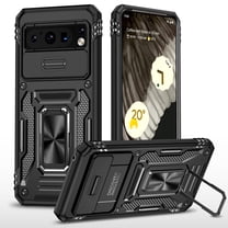 Dteck for Google Pixel 8 Pro Case with Sliding Camera Protector, Rotated Ring Kickstand Military Grade Shockproof Heavy Duty Protective Cover for Google Pixel 8 Pro,Black