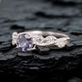 thumbnail image 2 of Round Cut Lab Created Alexandrite Ring - Leaf & Vine Engagement Ring - 18K White Gold Plated Proposal Ring Christmas Gift for Wife, 2 of 4