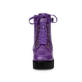 thumbnail image 6 of BLISSFUL STEP Women's Boots Zip Block Heel Platform Ankle Combat Boots Purple 6, 6 of 7
