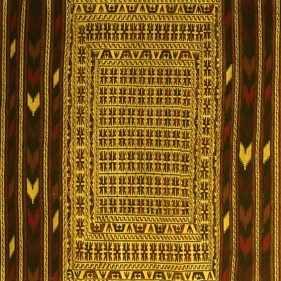 Ahgly Company Indoor Square Southwestern Yellow Country Area Rugs, 5' Square