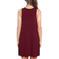 thumbnail image 4 of Vestido de mujer Camiseta casual con cuello en V Vestido sin mangas con bolsillo de color sólido, rojo vino, XL Inevent AP002054-04, 4 of 5