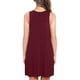 thumbnail image 4 of Vestido de mujer con cuello en V, camiseta informal, vestido sin mangas con bolsillo de color sólido, rojo vino, XL Inevent AP002054-04, 4 of 5