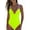 Lemon Yellow, variant on Women's Swimsuit Tummy Control Deep V Neck Neon Colorblock Swimwear Lemon Yellow S