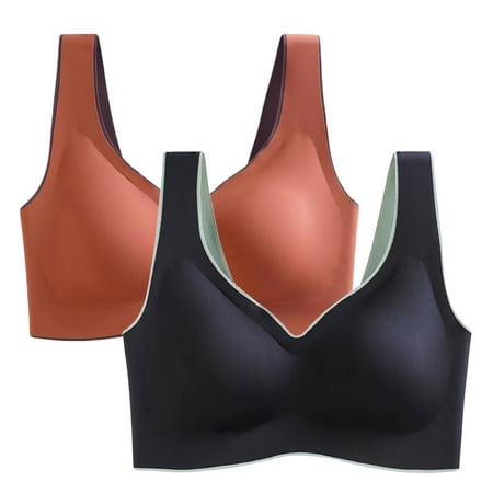 

〖TOTO〗Bras For Women 2Pc Womenbra Wire Free Underwear One-Piece Seamless Bra Rubber Bra Sports Yoga