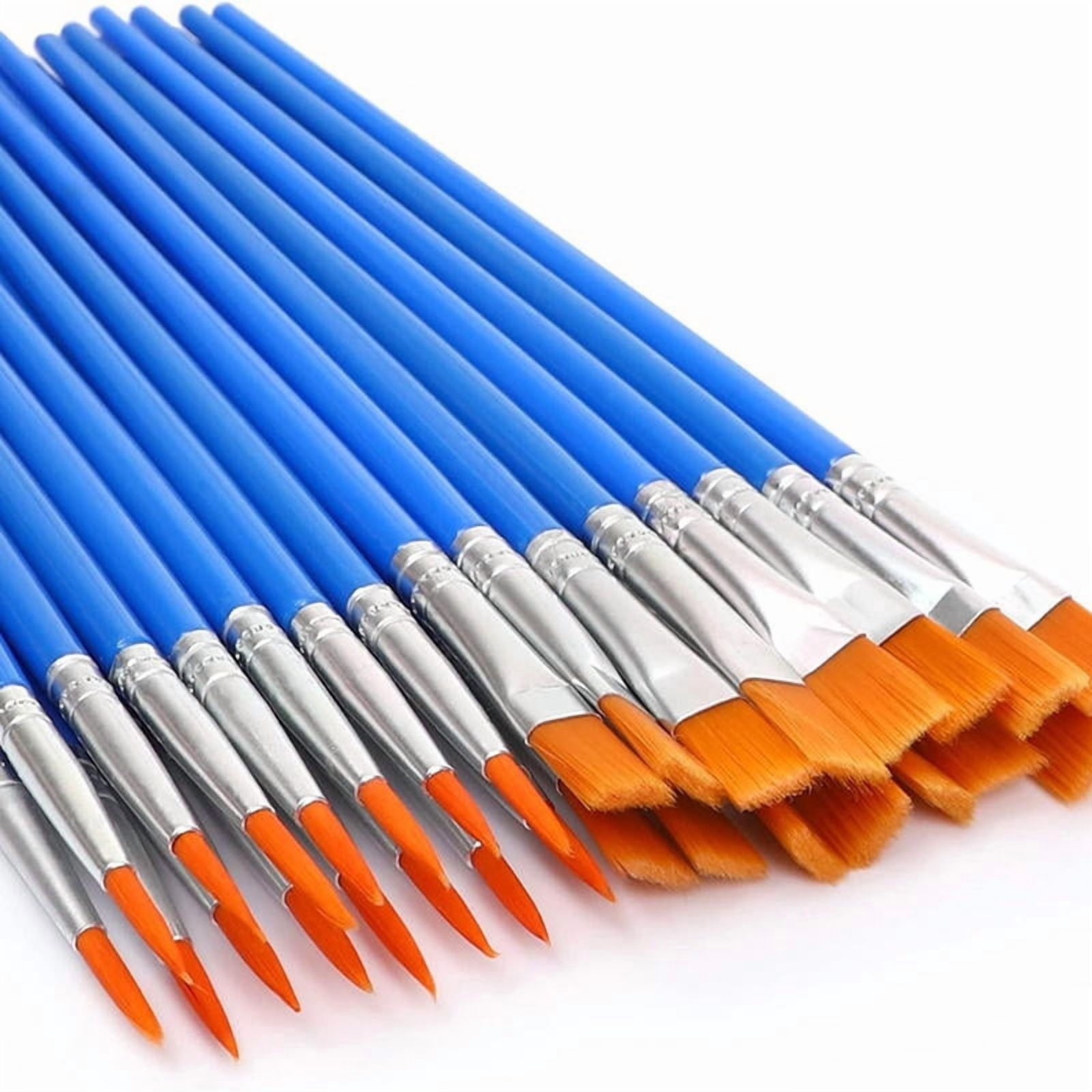 Xukmct 120 Pcs Small Paint Brushes Flat Paint Brushes Acrylic Paint Brushes Set for Watercolor Oil Painting, Blue