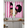 thumbnail image 4 of Sheer Curtains 72 inches Long, Cute Girl Pink White Stripe Bow Cartoon Vintage Style Light Filtering Sheer Window Curtains Rod Pocket Voile Drapes for Bedroom Living Room, 52"W x 72"L 2 Panels, 4 of 7