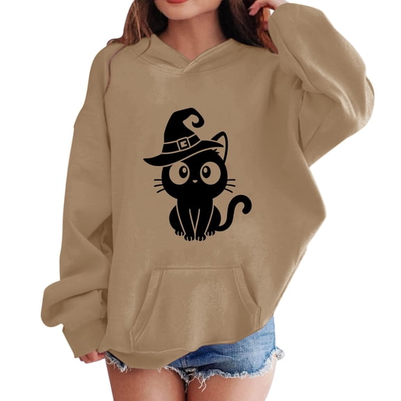TIREOW Girls and Boys Halloween Hoodie Long Sleeve Hooded Sweatshirt Halloween Themed Printed Loose Casual Pullovers Tops
