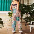 thumbnail image 4 of JULMCOMO Cotton Linen Jumpsuits for Women Floral Print Adjustable Strap Baggy Overalls Sleeveless Vintage Casual Jumpsuits Army Green S, 4 of 7